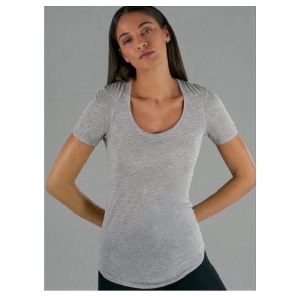 ATM Anthony Thomas Melillo Gray Short Sleeve Scoop Neck Cotton Tee Shirt - Picture 1 of 13